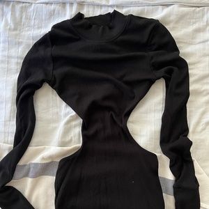 Black backless white fox mini dress